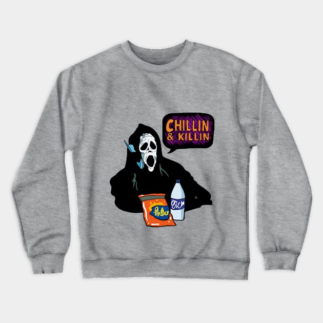 Ghostface Halloween chillin and killin Crewneck Sweatshirt by gerasute